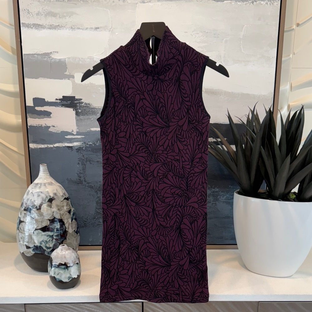 Marciano Black and Purple Patterned Mini Dress